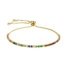 Pulseira De Tênis Ajustável Multicolorida Com Zircônia De 2mm Para Mulheres, Joia Arco-Íris Para