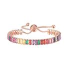 Pulseira De Tênis Ajustável Multicolorida Para Mulheres, Joia Com Charme De Zircônia Arco-Íris Para