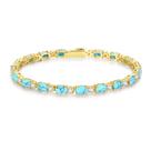 Pulseira de tênis FANCIME banhada a ouro 14K, prata, turquesa, 7 polegadas