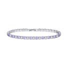 Pulseira De Tênis Feminina De Luxo Prata 4mm Com Zircônia Cristal Arco-Íris Colorida, Joia De Mão,