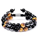 Pulseira de tigerita trançada em pedra natural, 8 mm, miçangas, 33 g