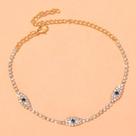 Pulseira de Tornozelo com Pingente de Mau Olhado e Strass Azul - Estilo Boêmio para Praia