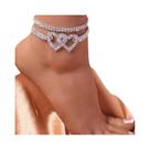 Pulseira De Tornozelo Feminina Com Coração Duplo De Cristal Brilhante Para Casamento Na Praia De