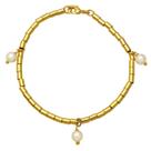 Pulseira de Tubos com Pérolas Folheado em Ouro 18K Softjoias