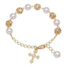Pulseira Dezena Pérola Feminina Dourada