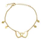 Pulseira Dois Corações Vazados e Corrente com Pingentes Folheada Em Ouro 18K Softjoias
