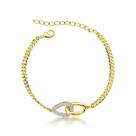 Pulseira dois elos entrelaçados um cravejado e um liso