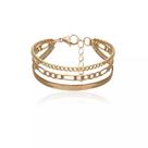 Pulseira Dourada Conjunto 3 Peças Corrente Bracelete