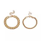 Pulseira Dourada Corrente Conjunto 2 peças Delicada