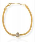 Pulseira Dourada Fita Gota Cristal