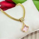 Pulseira Dourada Inspiração Trevo Alhambra - Rosa