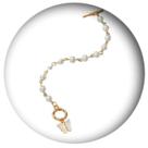 Pulseira Dourada Pérola Borboleta Delicada Fecho
