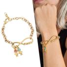 Pulseira Dourada Semijoia 18k Mãe Amor Infinito Berloques Filhos Ajustável