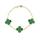 Pulseira Dourada Trevos Zircônia Verde Pulseira Dourada Trevos Zircônia Verde