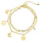 Pulseira Dupla Aço Inox Colette Berloque Charme Banhado Ouro Pulseira Dupla Aço Inox Colette Berloque Charme Banhado Ouro