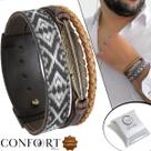 Pulseira Dupla Ajustável Marrom Pena Indígena Vida Tribal Maori Tibetana