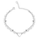Pulseira Dupla Bolas 3mm e corações Prata 925