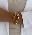Pulseira Dupla Corrente Veneziana Folheado Ouro Dourado Prata Mix Luxo Bracelete detalhes sinal Nó Tendência Blogueira