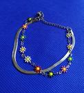 Pulseira Dupla Feminina com Flores Coloridas Margaridas