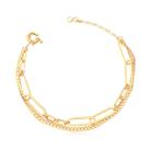 Pulseira Dupla Groumet Elos Retangulares Folheada A Ouro Pulseira Dupla Groumet Elos Retangulares Folheada A Ouro