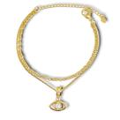 Pulseira Dupla Olho Grego de Zirconia Banhada a Ouro 18k Semijoia