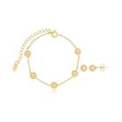 Pulseira e Brinco Bola Banhado a Ouro 18k