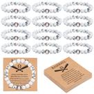 Pulseira Ecation 12 Sets White Lave Stone Baseball Beaded