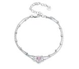 Pulseira Ek Víntage Prata S925 Camada Dupla E Pedra Zircônia Pulseira Ek Víntage Prata S925 Camada Dupla E Pedra Zircônia
