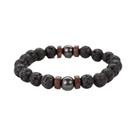 Pulseira Elástica Masculina De Pedra Vulcânica De 8mm Com Contas De Madeira, Joias Artesanais Pulseira Elástica Masculina De Pedra Vulcânica De 8mm Com Contas De Madeira, Joias Artesanais