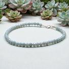 Pulseira Elementares Água Marinha Pedra Natural Prata 925