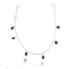 Pulseira Elo Pedra Verde Infantil 15 Cm Prata Legitima 925