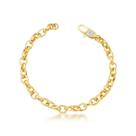Pulseira elo português com fecho cravejado Pulseira elo português com fecho cravejado