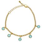 Pulseira Elo Português com Pingentes Coloridos Folheado em Ouro 18K Softjoias