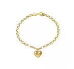 Pulseira Elo Português Ouro 18 Com Pingente Berloque Coração 18,5cm 1949650