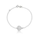 Pulseira Elo Português Prata 925 Coração Preto 18cm Adulto