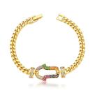Pulseira elos com passante mão vazado e cravejada com zircônia colorida Pulseira elos com passante mão vazado e cravejada com zircônia colorida