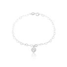 Pulseira Elos Corações com Coração cristal Prata 925 Pulseira Elos Corações com Coração cristal Prata 925