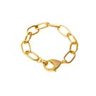 Pulseira Elos Grandes Fecho Cravejado Banhado a Ouro 18k
