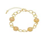 Pulseira Elos Intercalados com Bolas Lisas Banhada em Ouro 18K