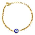 Pulseira Elos Português com Olho Grego Folheado em Ouro 18K Softjoias