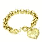 Pulseira Elos Portugueses 11mm Coração Florido Banho De Ouro 18k 1797F Pulseira Elos Portugueses 11mm Coração Florido Banho De Ouro 18k 1797F
