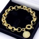 Pulseira Elos Portugueses 11mm Pingente Diamantado Banho De Ouro 18k 1797C
