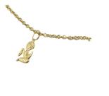 Pulseira Elos Portugueses Pingente Anjo 19 Cm Ouro 18k Doura Dourado 19 Cm 22 Cm