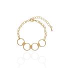 Pulseira Elos Redondos e Círculos Diamantados Banho Ouro 18K Pulseira Elos Redondos e Círculos Diamantados Banho Ouro 18K