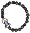 Pulseira em Hematita com Pingente de Nossa Senhora Aparecida Strass