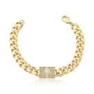 Pulseira em Malha Gourmet com Pingente Retangular Banhada a Ouro - 19 cm + 5 cm Extensor