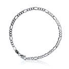 Pulseira Em Prata 925 3 X 1 Italiana 4mm 21cm Unisex