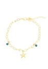 Pulseira Estrela do Mar Folheada a Ouro com Strass Azul Ajustável