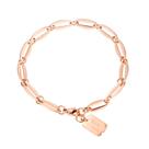 Pulseira: etiqueta geométrica para mulheres, aço inoxidável, ouro rosa