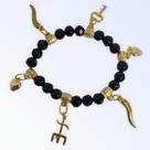 Pulseira Exu Firma Preta Com Dourado e Penduricalhos Pulseira Exu Firma Preta Com Dourado e Penduricalhos